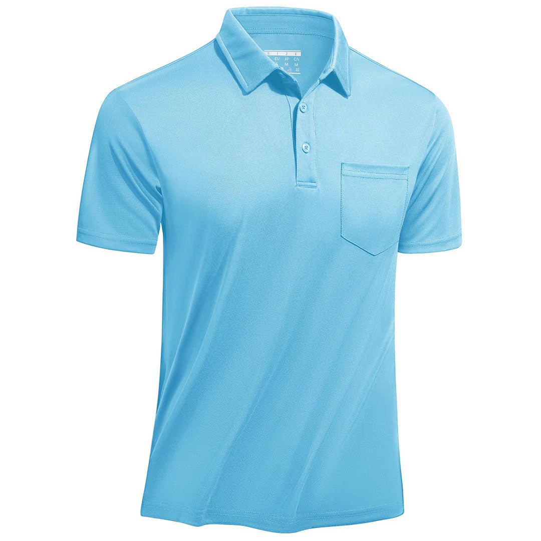 TACVASEN Sky Blue Men's Lightweight Hiking Fishing Polo Shirts