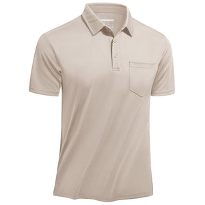 TACVASEN Khaki Men's Lightweight Hiking Fishing Polo Shirts