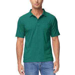 TACVASEN Emerald Green Men's Lightweight Hiking Fishing Polo Shirts