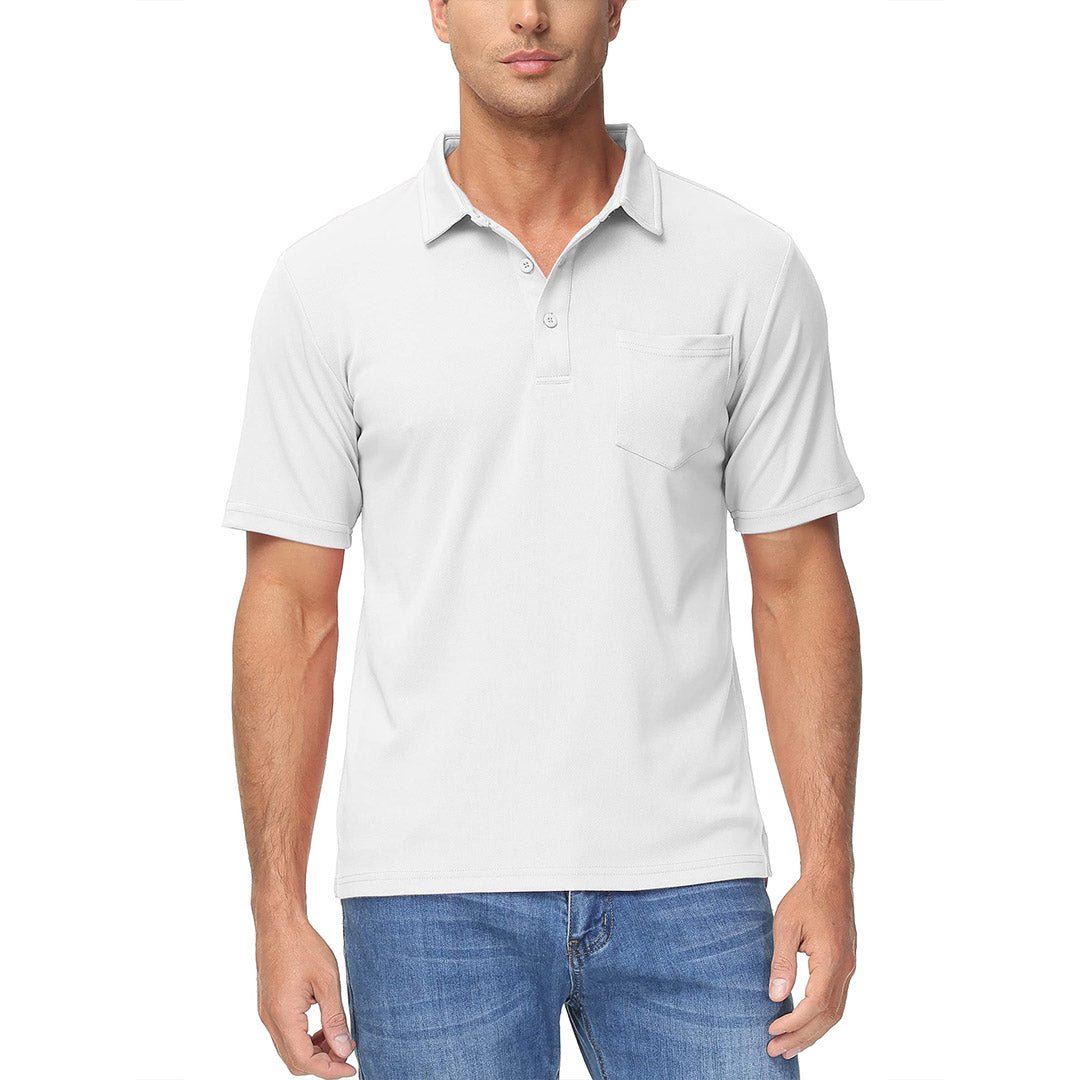 TACVASEN White Men's Lightweight Hiking Fishing Polo Shirts