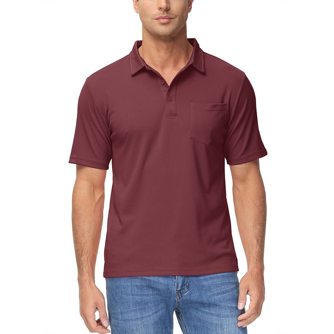 TACVASEN Burgundy Men's Lightweight Hiking Fishing Polo Shirts