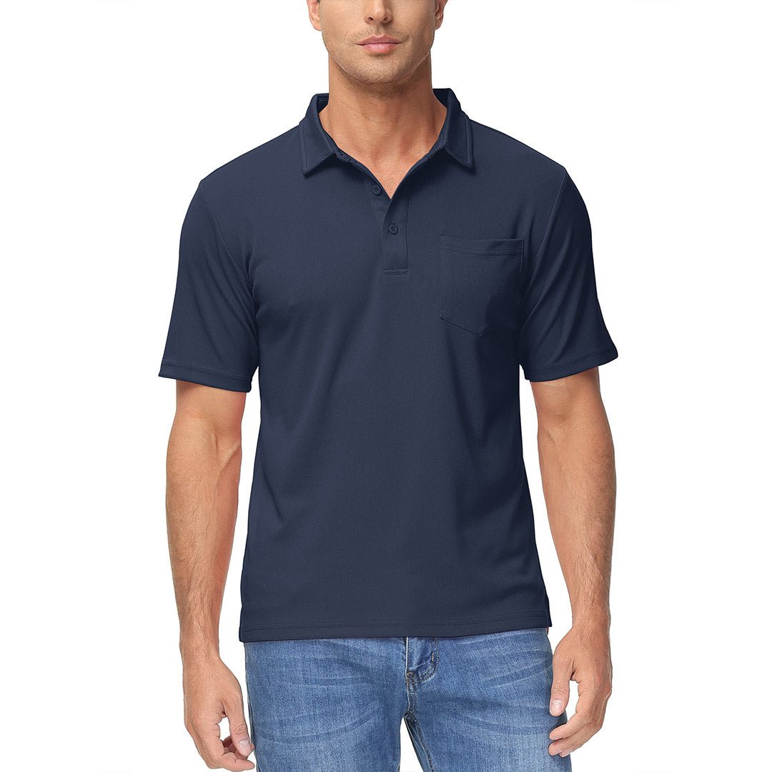 TACVASEN Navy Men's Lightweight Hiking Fishing Polo Shirts