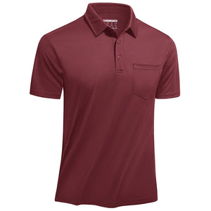 TACVASEN Burgundy Men's Lightweight Hiking Fishing Polo Shirts