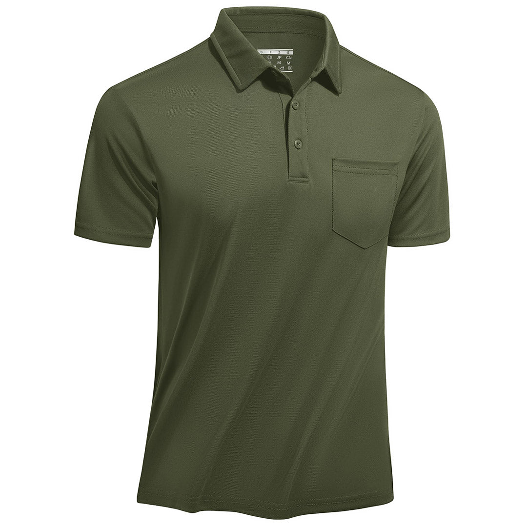 TACVASEN Army Green Men's Lightweight Hiking Fishing Polo Shirts