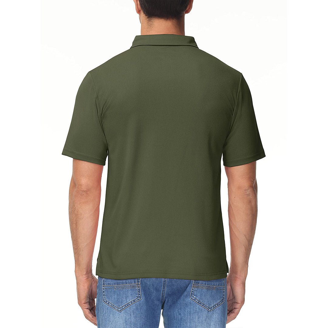 TACVASEN Army Green Men's Lightweight Hiking Fishing Polo Shirts