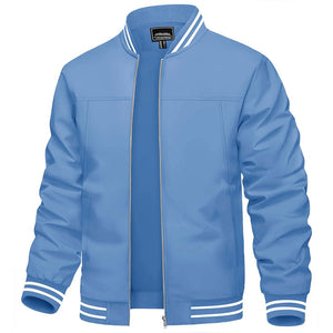 TACVASEN Light Blue Men's Spring Lightweight Bomber Jacket Casual Windbreaker