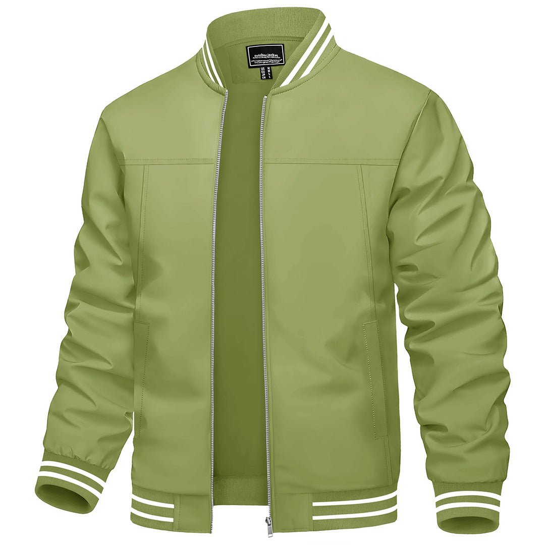 TACVASEN Olive Green Men's Spring Lightweight Bomber Jacket Casual Windbreaker