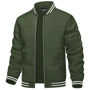 TACVASEN Army Green Men's Spring Lightweight Bomber Jacket Casual Windbreaker