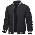 TACVASEN Black Men's Spring Lightweight Bomber Jacket Casual Windbreaker