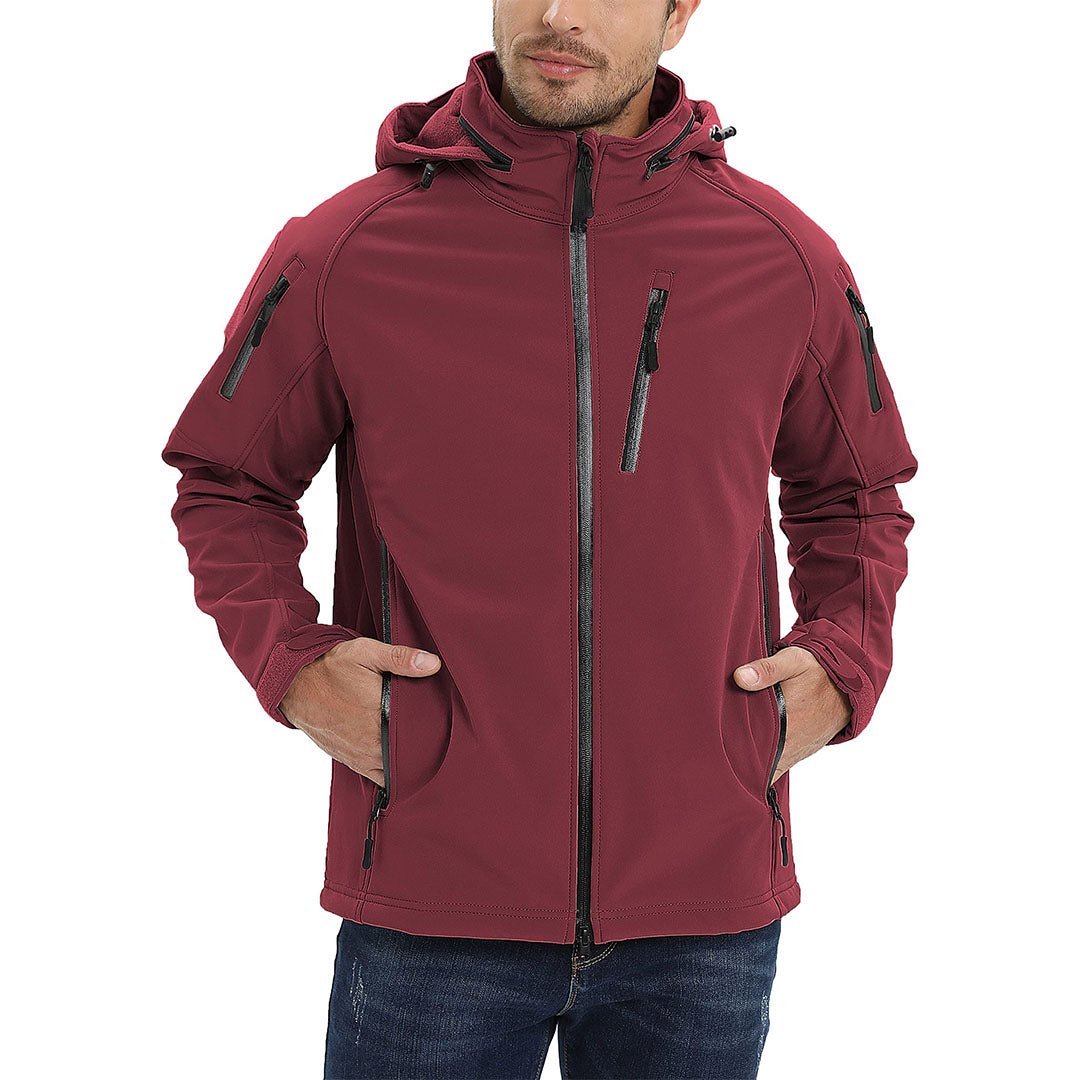 TACVASEN Wine Red Men's Jacket Water Resistant Windproof Tactical Coats
