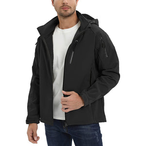 TACVASEN Black Men's Jacket Water Resistant Windproof Tactical Coats