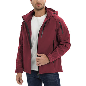 TACVASEN Wine Red Men's Jacket Water Resistant Windproof Tactical Coats
