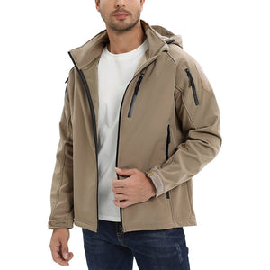TACVASEN Khaki Men's Jacket Water Resistant Windproof Tactical Coats