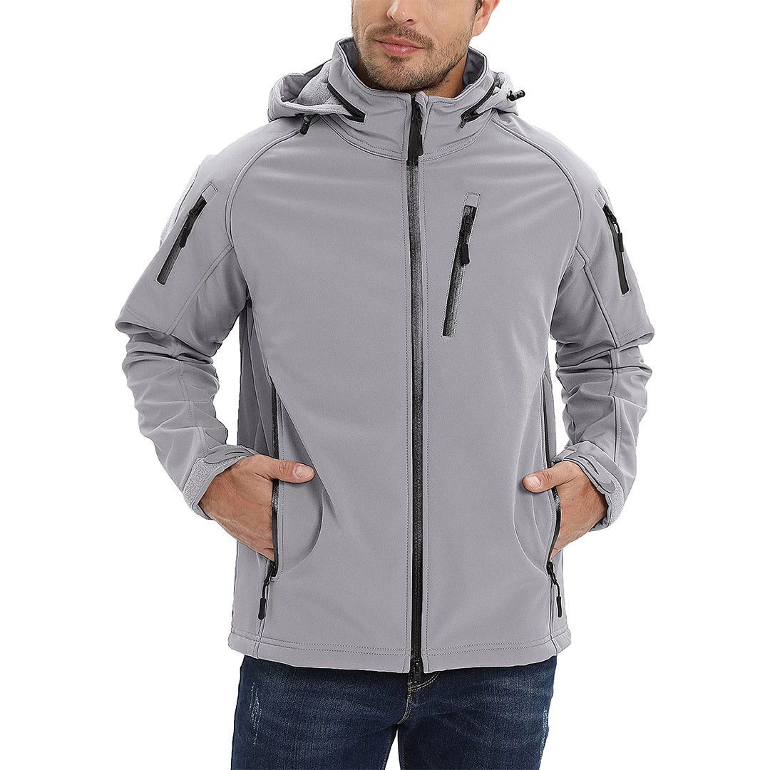 TACVASEN Light Grey Men's Jacket Water Resistant Windproof Tactical Coats