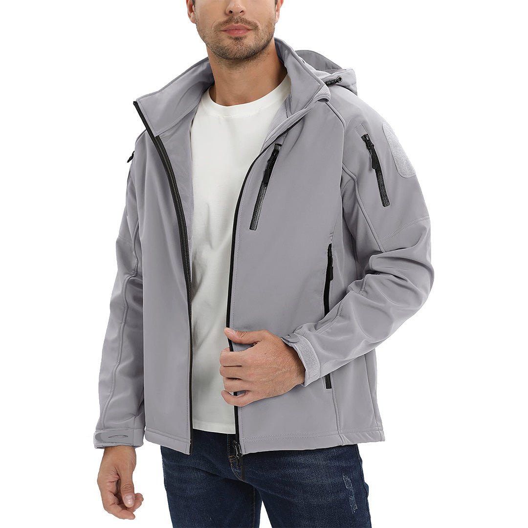 TACVASEN Light Grey Men's Jacket Water Resistant Windproof Tactical Coats
