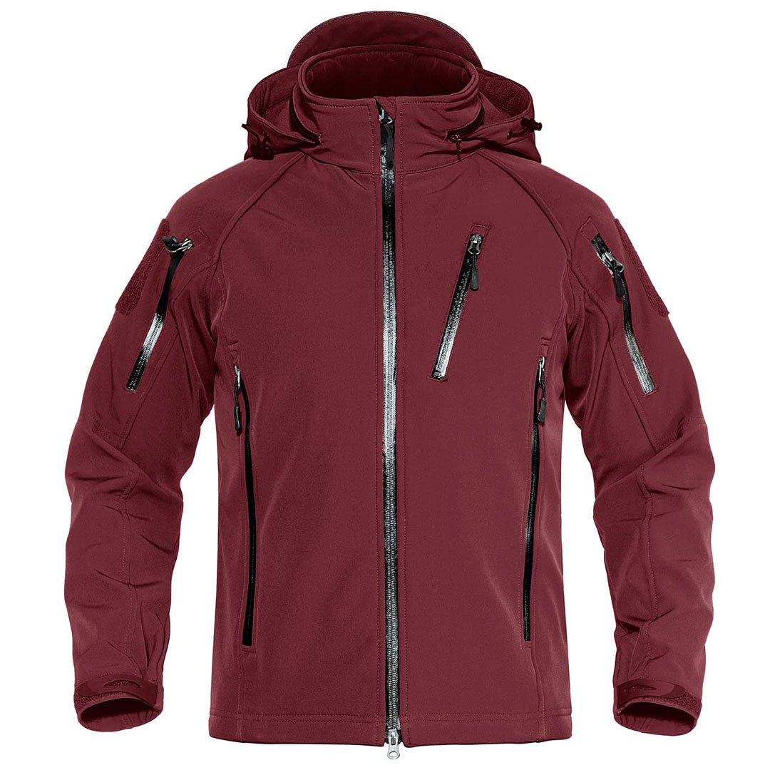 TACVASEN Wine Red Men's Jacket Water Resistant Windproof Tactical Coats