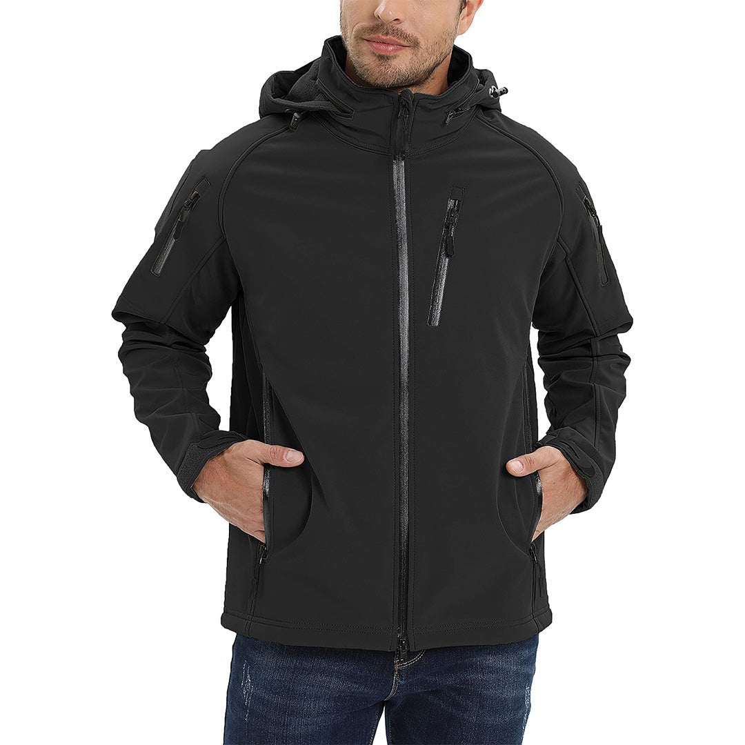 TACVASEN Black Men's Jacket Water Resistant Windproof Tactical Coats