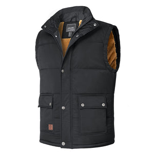 TACVASEN Black Men's Outerwear Vests with Fleece Liner Hiking Jacket