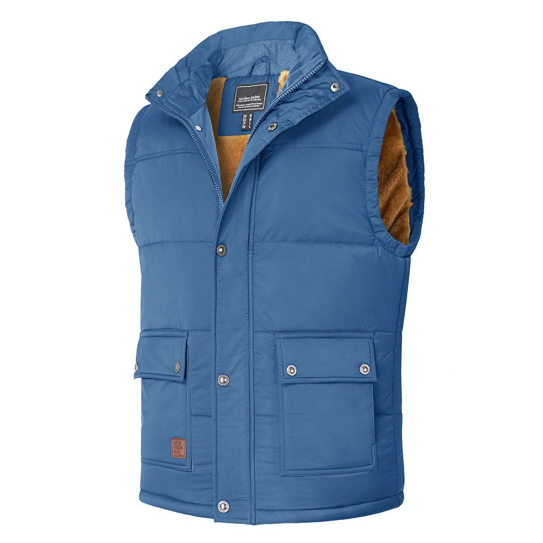TACVASEN Denim Blue Men's Outerwear Vests with Fleece Liner Hiking Jacket