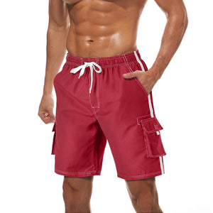 TACVASEN Wine Red Men's Quick Dry Bathing Trunks Beach Shorts