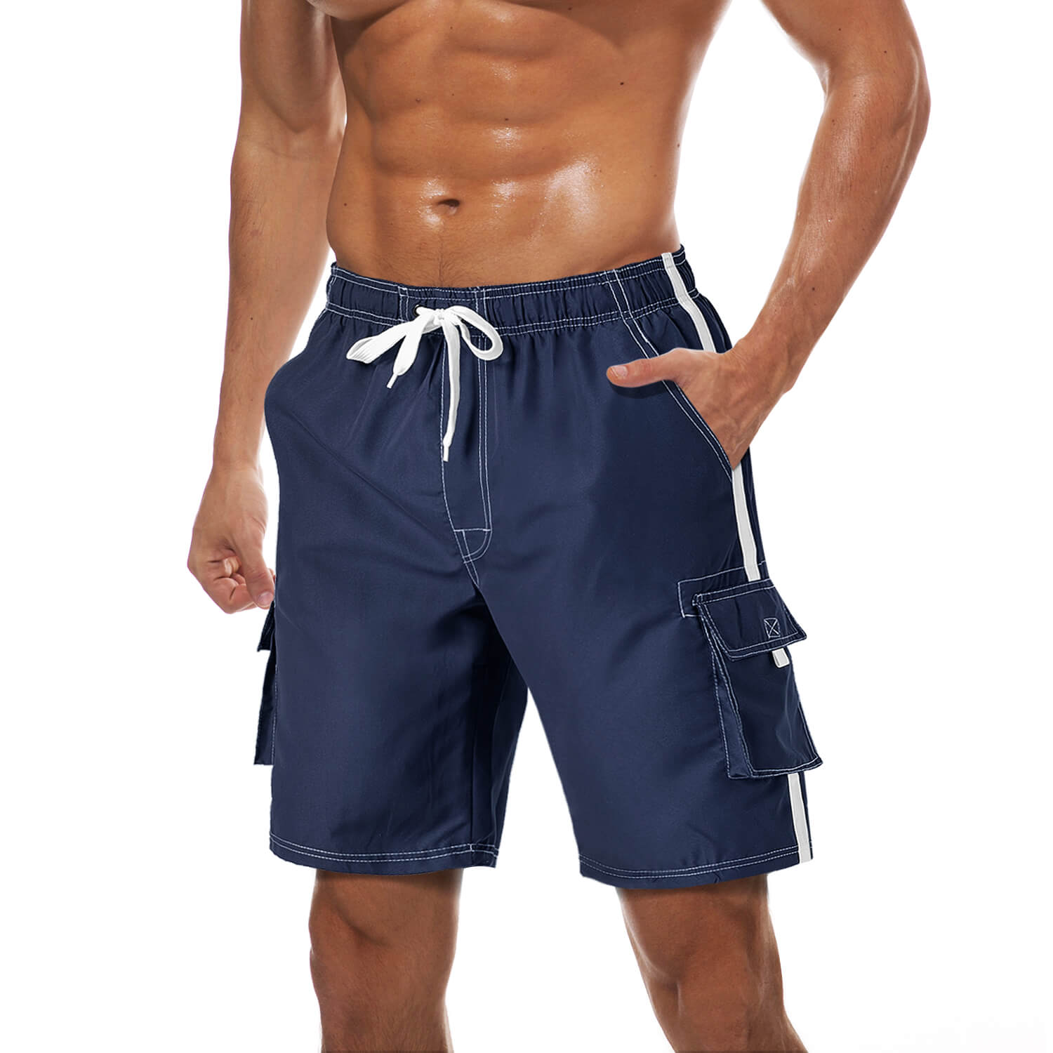 TACVASEN Navy Men's Quick Dry Bathing Trunks Beach Shorts