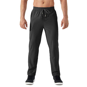 TACVASEN Black Men's Lightweight Quick Dry Hiking SweatPants with Zipper Pockets