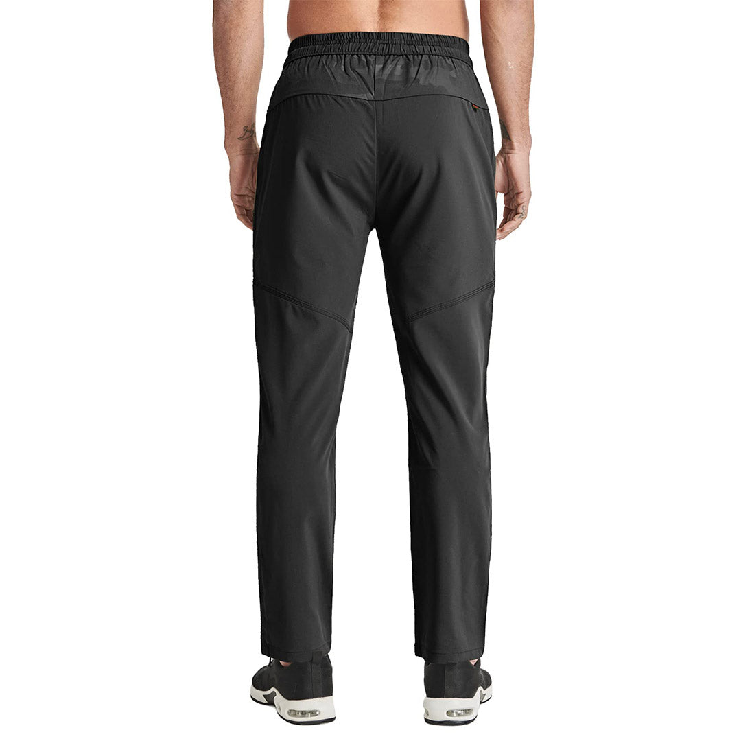 TACVASEN Black Men's Lightweight Quick Dry Hiking SweatPants with Zipper Pockets