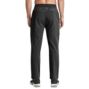 TACVASEN Black Men's Lightweight Quick Dry Hiking SweatPants with Zipper Pockets
