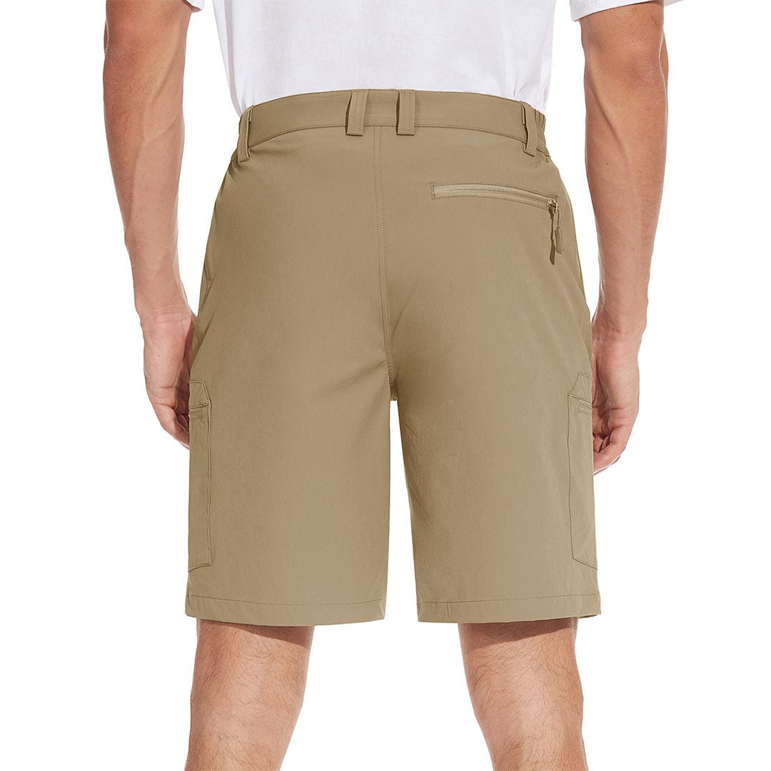 TACVASEN Khaki Utility Cargo Shorts 5 Zip Pockets