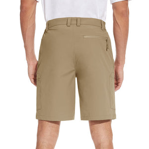 TACVASEN Khaki Utility Cargo Shorts 5 Zip Pockets