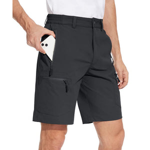 TACVASEN Khaki Utility Cargo Shorts 5 Zip Pockets