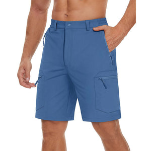 TACVASEN Khaki Utility Cargo Shorts 5 Zip Pockets