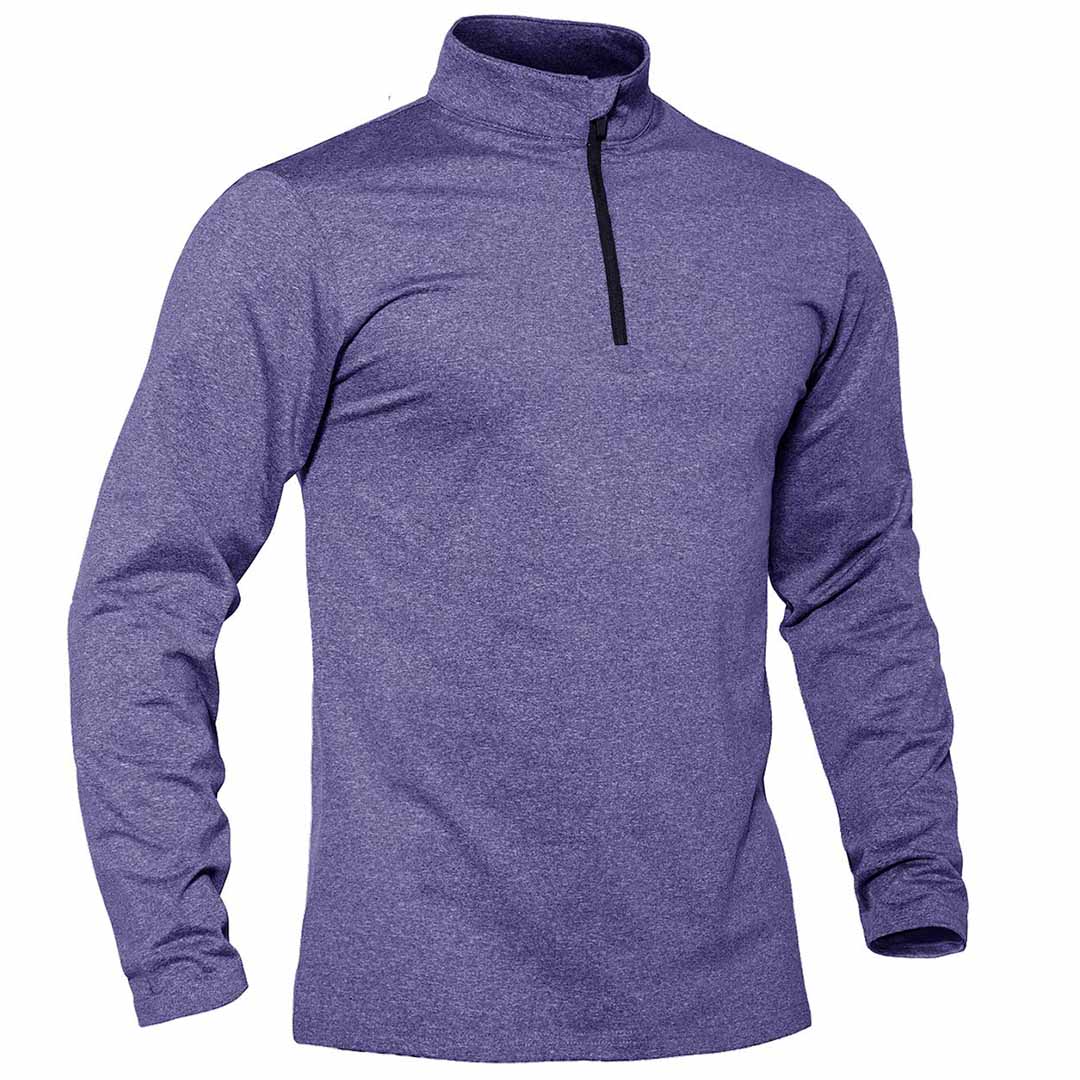 TACVASEN Purple Men's Quarter Zip Thermal Fleece Lined Pullover Sweatshirt