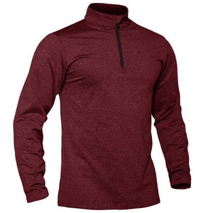 TACVASEN Wine Red Men's Quarter Zip Thermal Fleece Lined Pullover Sweatshirt