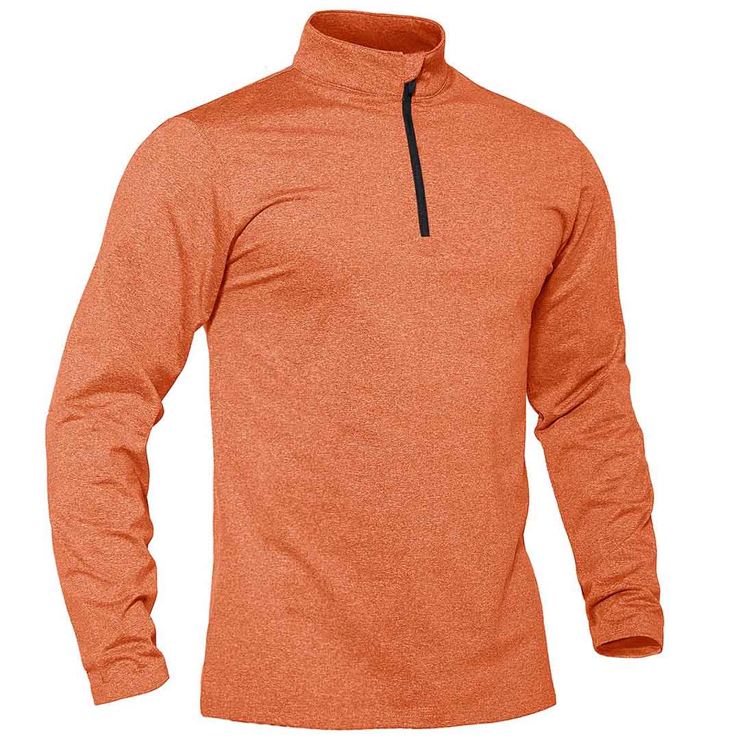TACVASEN Orange Men's Quarter Zip Thermal Fleece Lined Pullover Sweatshirt