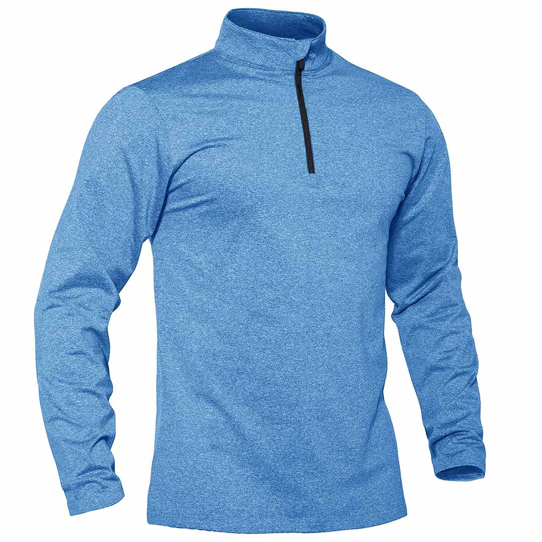 TACVASEN Sky Blue Men's Quarter Zip Thermal Fleece Lined Pullover Sweatshirt