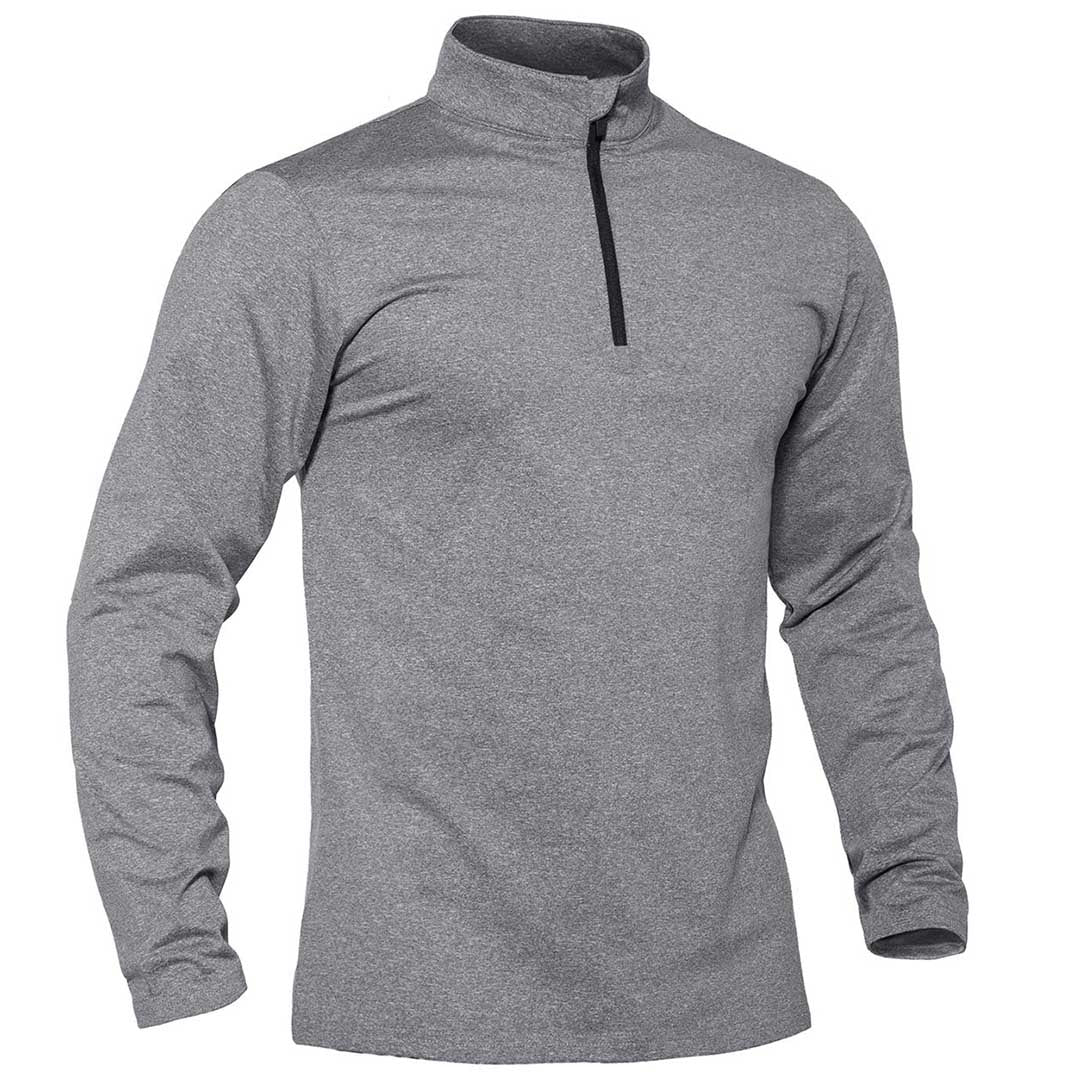 TACVASEN Light Grey Men's Quarter Zip Thermal Fleece Lined Pullover Sweatshirt
