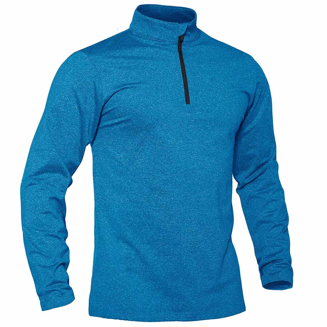 TACVASEN Sea Blue Men's Quarter Zip Thermal Fleece Lined Pullover Sweatshirt