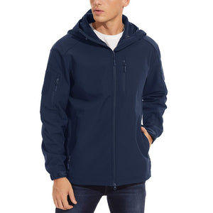TACVASEN Navy Men's Tactical Jacket with Hood Softshell Coat