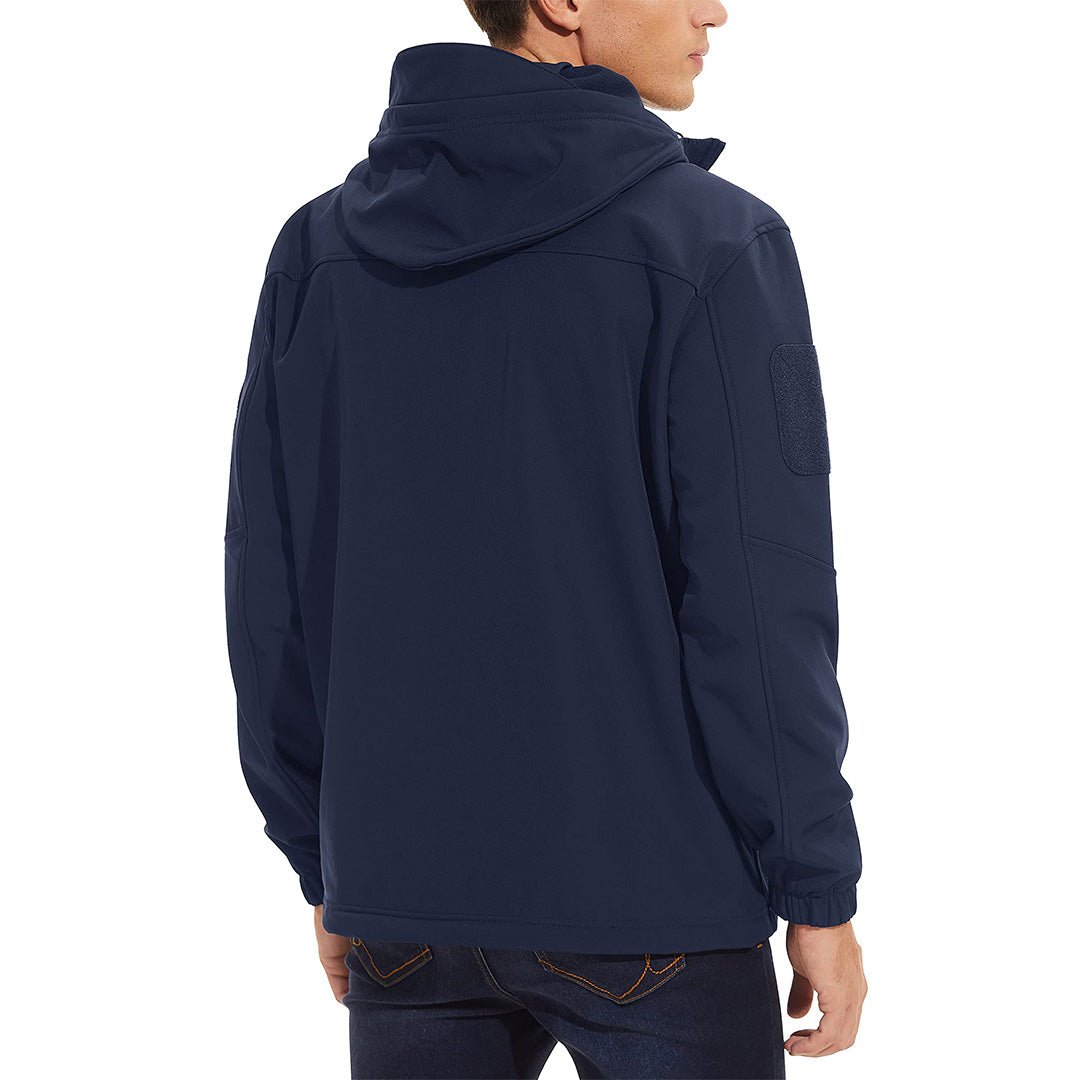 TACVASEN Navy Men's Tactical Jacket with Hood Softshell Coat