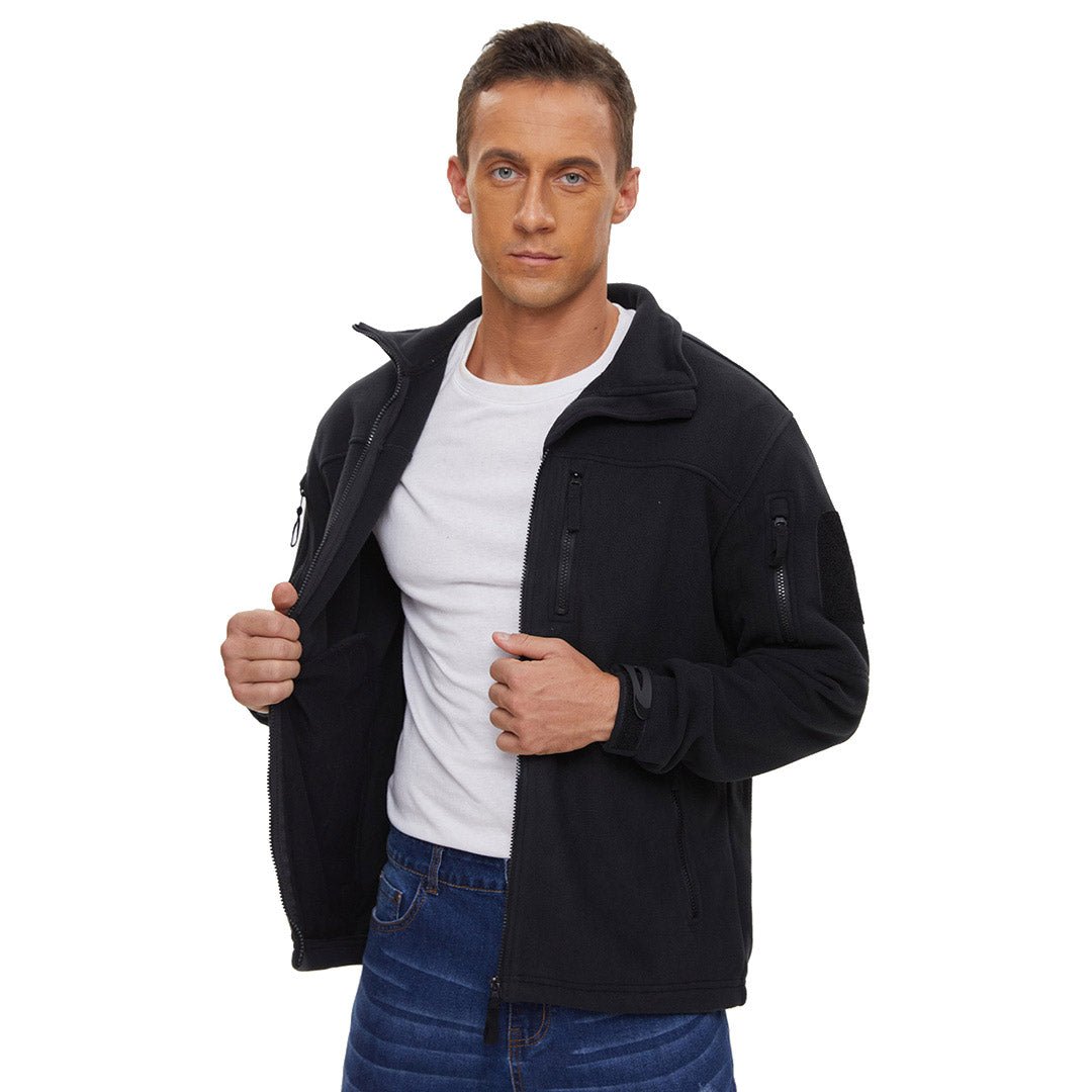 TACVASEN Army Green Men's Tactical Fleece Jackets Full Zip Coat with Multi Pockets
