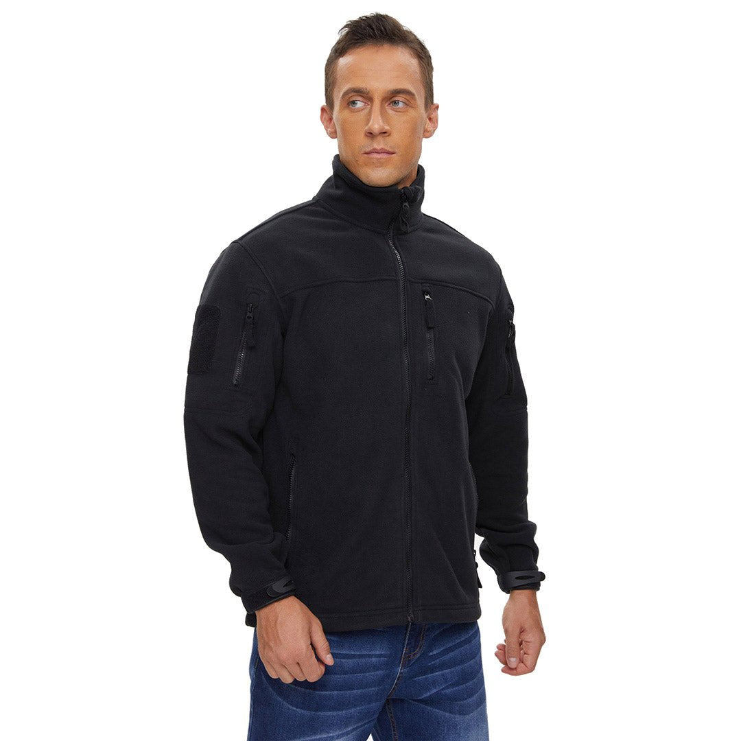 TACVASEN Army Green Men's Tactical Fleece Jackets Full Zip Coat with Multi Pockets