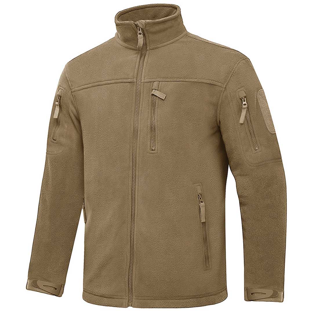 TACVASEN Army Green Men's Tactical Fleece Jackets Full Zip Coat with Multi Pockets