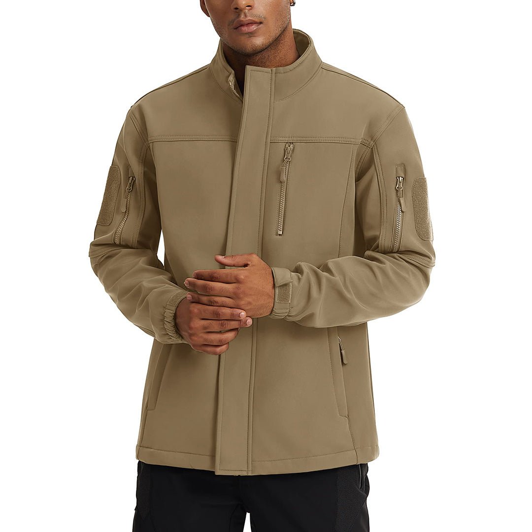 TACVASEN Khaki Men's Tactical Jackets Waterproof Softshell Jacket
