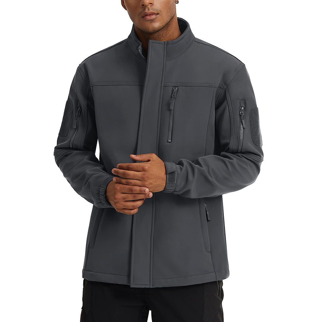 TACVASEN Dark Grey Men's Tactical Jackets Waterproof Softshell Jacket