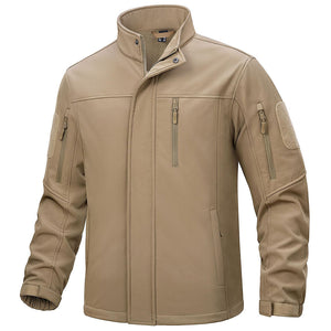 TACVASEN Khaki Men's Tactical Jackets Waterproof Softshell Jacket