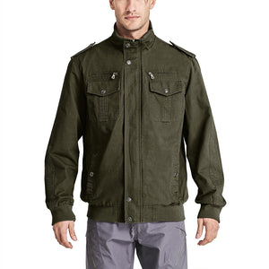 TACVASEN Army Green Men's Military Cargo Jacket Lightweight Tactical Windbreaker