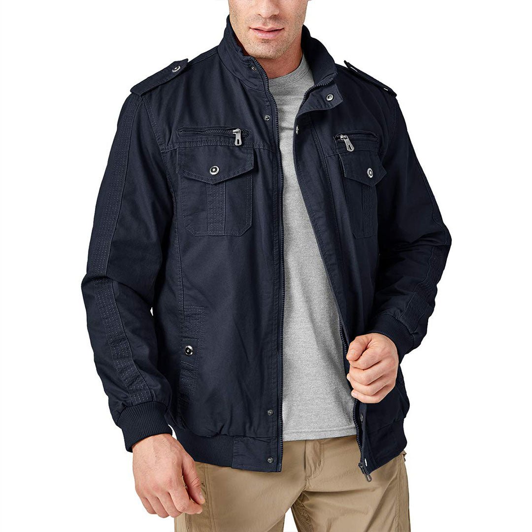 TACVASEN Navy Men's Military Cargo Jacket Lightweight Tactical Windbreaker
