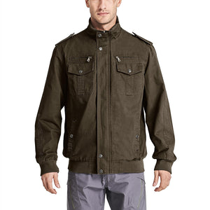 TACVASEN Coffee Men's Military Cargo Jacket Lightweight Tactical Windbreaker