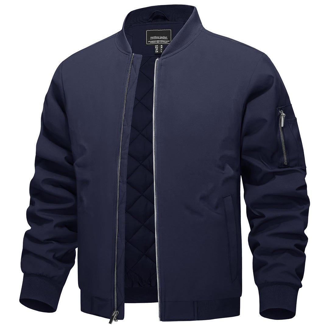 TACVASEN Navy Thermal Quilted Waterproof Bomber Jacket